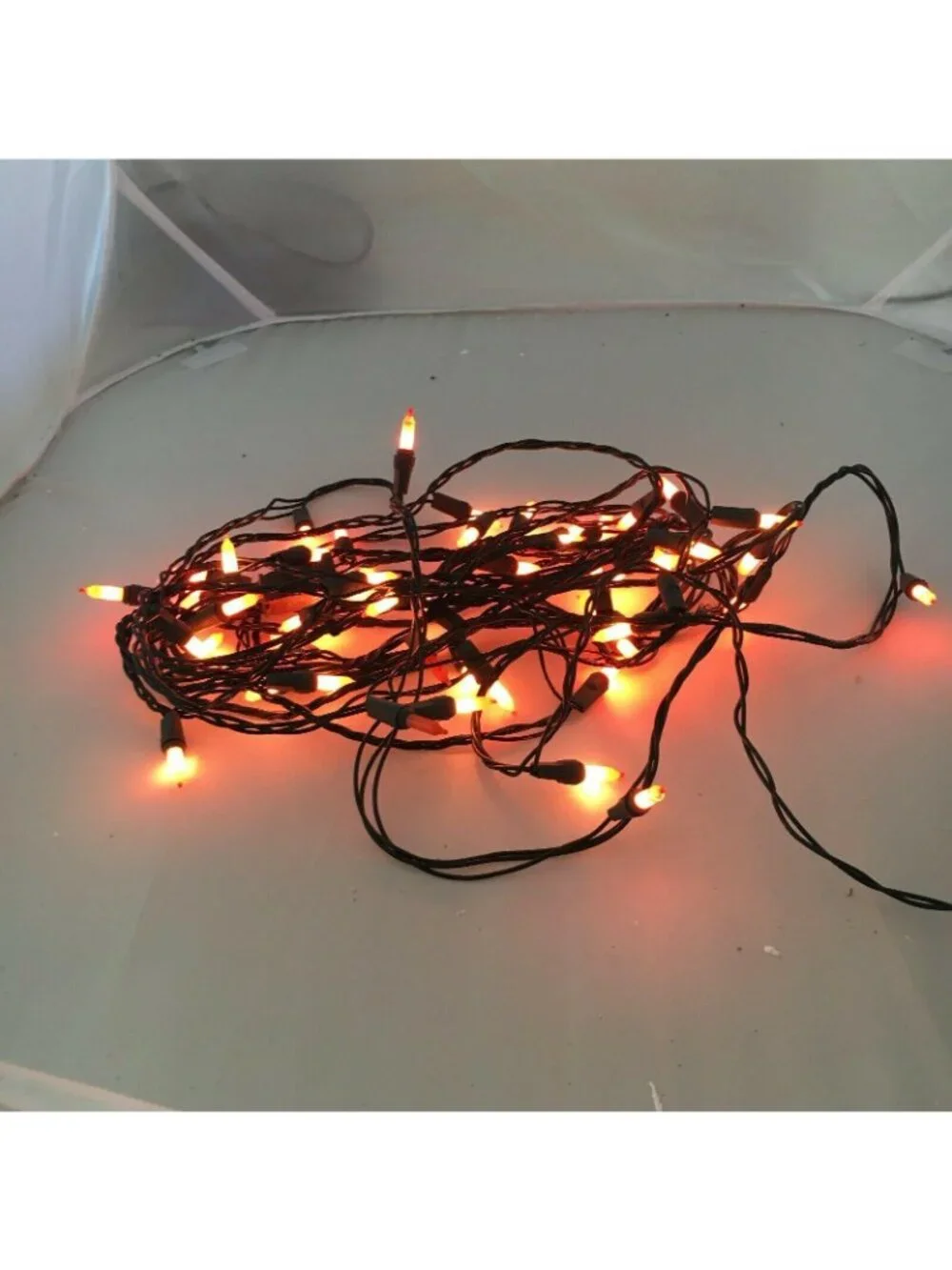 50 Super Brite Orange Halloween Light Set Indoor Outdoor Steady Or Flashing 24ft